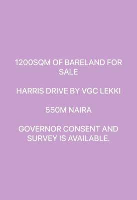1200sqm Bareland, Harris Drive, Vgc, Lekki, Lagos, Mixed-use Land for Sale