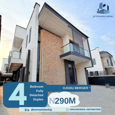 Lovely Newly Built 4-bedroom Fully Detached Duplex, Ojodu Berger, Ojodu, Lagos, Detached Duplex for Sale