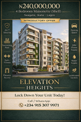 4-bedroom Maisonette (shell), Off Palm Spring Road, Ikate, Lekki, Lagos, Flat / Apartment for Sale