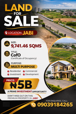 9741 Sqm Multi-purpose Land, Jabi, Abuja, Mixed-use Land for Sale
