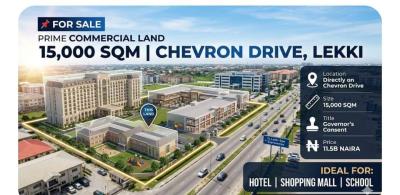 Prime Commercial 15,000 Sqm Land Directly Facing Chevron Drive, Chevron Drive, Lekki, Lagos, Land for Sale