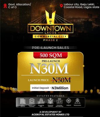 Commercial City at The Coastal Road, Downtown Lagos Commercial City Phase 2, Coastal Road, Orimedu, Ibeju Lekki, Lagos, Commercial Land for Sale