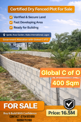 Certified Dry Fenced Land, Rose Garden ,alaba International, Alaba, Ojo, Lagos, Land for Sale