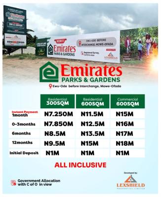 Commercial Land Along Lagos-ibadan Expressway, Emirate Parks and Gardens Ewu-ode, Mowe Ofada, Ogun, Office Space for Sale