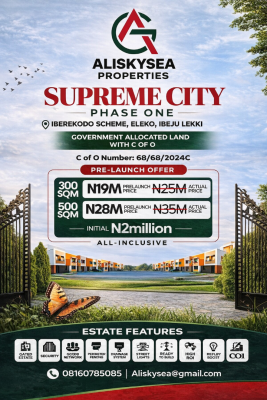 Supreme City Phase 1, Iberekodo Scheme, Eleko, Ibeju Lekki, Lagos, Mixed-use Land for Sale