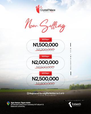 Crystal Palace Estate, Oye - Iwoye Ogun State, Ado-odo/ota, Ogun, Residential Land for Sale