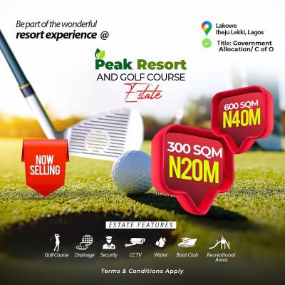Peak Resort and Golf Course, Well Built Up and Organised Estate, Lakowe, Ibeju Lekki, Lagos, Residential Land for Sale