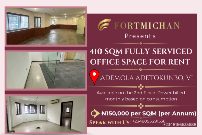 410 Sqm Fully Serviced Office Space, Ademola Adetokunbo, Victoria Island (vi), Lagos, Office Space for Rent