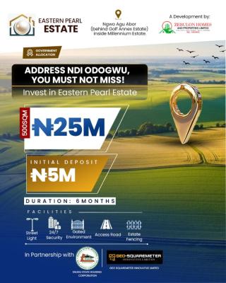 Land, Eastern Pearl Estate, Millennium Estate Agu Abor Via  Valley Hills, Enugu, Enugu, Residential Land for Sale