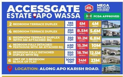 5 Bedroom Fully Detached Duplex with Boys Quarter, Accessgate Estate, Wasa, Apo, Abuja, Residential Land for Sale