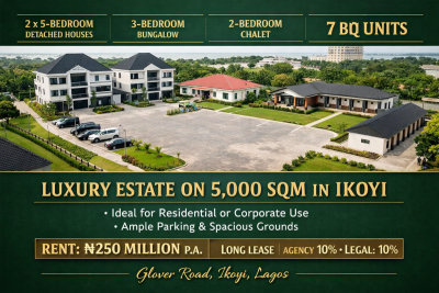 2 Units 5 Bedroom Duplex + 3 Bedroom Bungalow + 2 Bedrm Chalet + 7 Bq, Glover Road, Ikoyi, Lagos, House for Rent