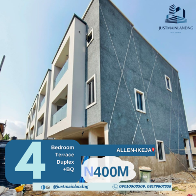 Exquisitely Designed 4-bedroom Terrace Duplex with Bq in a Lovely Envi, Allen, Ikeja, Lagos, Terraced Duplex for Sale