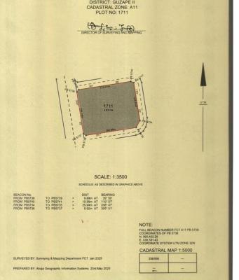 Guzape Ii Land  Size: 2.83 Hectares, Guzape District, Abuja, Land for Sale