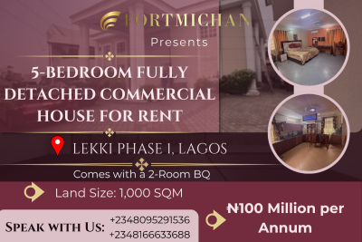 5-bedroom Fully Detached Commercial House with 2-room Bq, Adebayo Doherty, Lekki Phase 1, Lekki, Lagos, Commercial Property for Rent