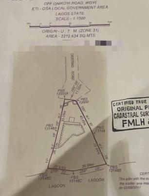 2212.634sqm Value: 12billion Proposal: Open Title :c of O  Premium: Ni, Banana Island, Ikoyi, Lagos, Land Joint Venture