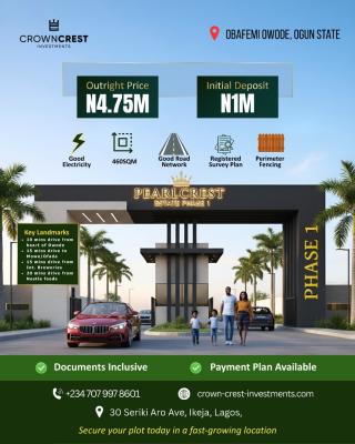 Pearl Crest Estate, Obafemi Owode, Obafemi Owode, Ogun, Residential Land for Sale