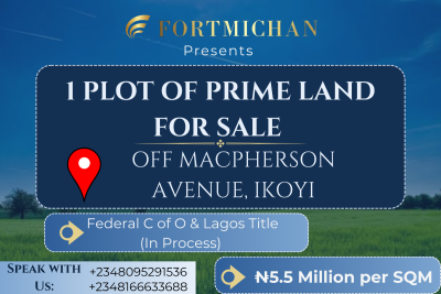 1 Plot of Prime Land, Off Macpherson Avenue, Old Ikoyi, Ikoyi, Lagos, Land for Sale