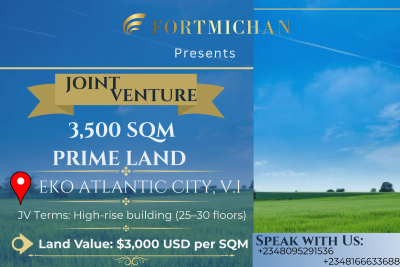 3,500 Sqm Prime Land, Eko Atlantic City, Victoria Island (vi), Lagos, Land Joint Venture