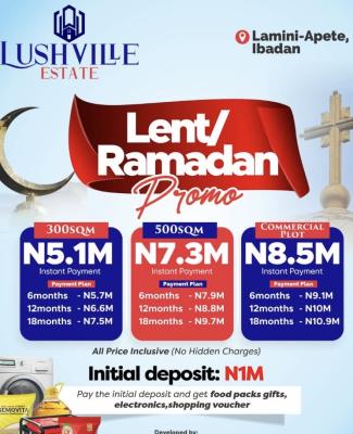Affordable and Verified Dry Land in Lamini Apata Ibadan, Lushville Located 45mins Drive From Ibadan University and Polytechnic, Ibadan, Oyo, Mixed-use Land for Sale