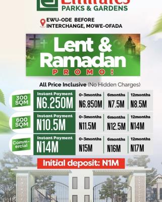 100% Dry Land with Instant Allocation, Emirate Park Located 30mins Drive From Ojodu-berger Ewu-ode, Mowe Ofada, Ogun, Mixed-use Land for Sale