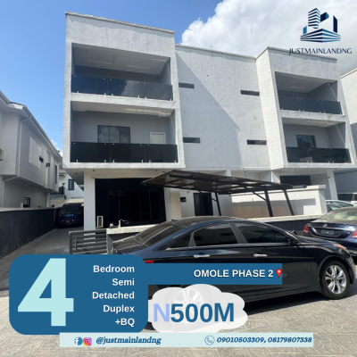 Beautiful Furnished 4-bedroom Semi-detached Duplex with Bq, Omole Phase 2,, Ikeja, Lagos, Semi-detached Duplex for Sale