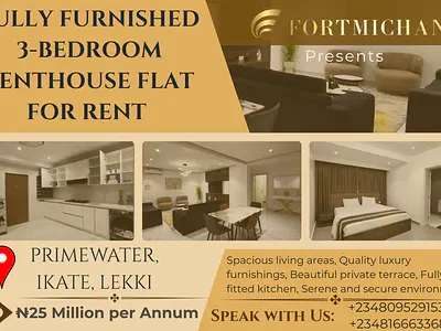 Fully Furnished 3-Bedroom Penthouse Apartment