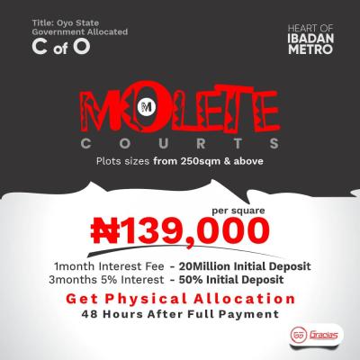 Get Physical Allocation Within 48hours, Molete Court, Challenge-molete Road, Ibadan, Oyo, Residential Land for Sale