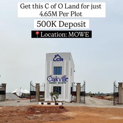 C of O Land in Mowe From ₦4.65m -- Start with Just ₦500k, Oakville Green Estate Mowe, Mowe Ofada, Ogun, Land for Sale