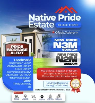 Own an Affordable Property at Mowe in a Fast Developing Location, Buy 6plots Get 1 Free, Mowe Ofada, Ogun, Land for Sale