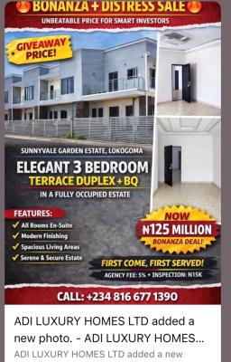 Luxury + Spacious 3 Bedroom Terraced Duplex, Lokogoma District, Abuja, House for Sale