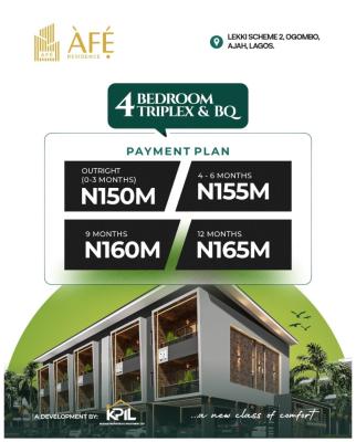 4-bedroom Triplex + Bq, Nestled in The Serene Neighbourhood of *ogombo, Lekki Scheme Ii, Ajah, Lekki Phase 2, Lekki, Lagos, Terraced Duplex for Sale
