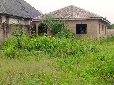 Half a Plot with Two Uncompleted Mini-flats, Near The Main Road in Simawa Town., Simawa, Ogun, Land for Sale