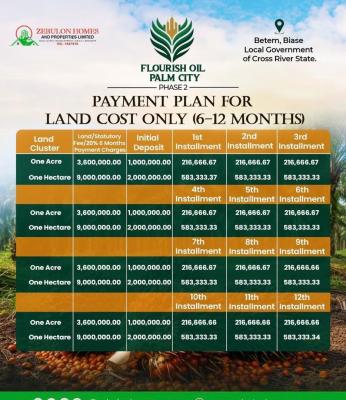 Oil Palm City with High Returns on Investment, Flourish Oil Palm City Located at Betem Biase Local Government, Biase, Cross River, Commercial Land for Sale