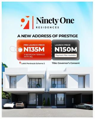 Luxury 3 Bedroom Terrace House with Boys Quarter, Lekki Peninsula Scheme 2, Ninety One Residences, Lekki, Lagos, Terraced Duplex for Sale