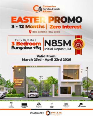 Luxury 3 Bedroom Fully Detached Bungalows in a Serene Environment, Celebration Park Green Estate and Resort, Eleko, Ibeju Lekki, Lagos, Detached Bungalow for Sale