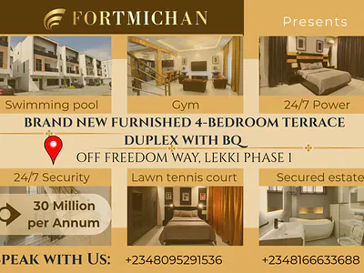Brand New Furnished 4 Bedroom Terraced Duplex with BQ