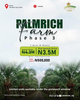 Palmrich Farm Is a Fast Appreciating Asset, Abeokuta North, Ogun, Commercial Land for Sale