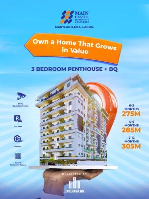 3 Bedroom Apartment Penthouse+bq Few Mins From International Airport, International Airport, Maryland Mall, Johnson Jakande Park, Amani Spa, Maryland, Lagos, Block of Flats for Sale