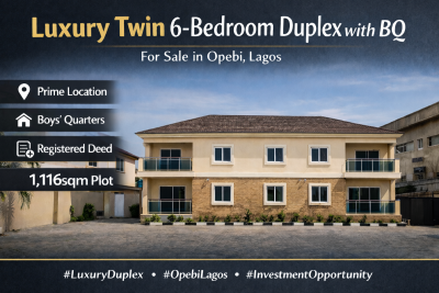 Luxury Twin 6-bedroom Duplex with Bq on 1,116sqm Land, Opebi, Ikeja, Lagos, House for Sale