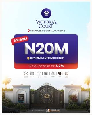 Land with Government Approved Excision, Victoria Court Located at Elerengbe 100% Dry Land, Ibeju Lekki, Lagos, Residential Land for Sale