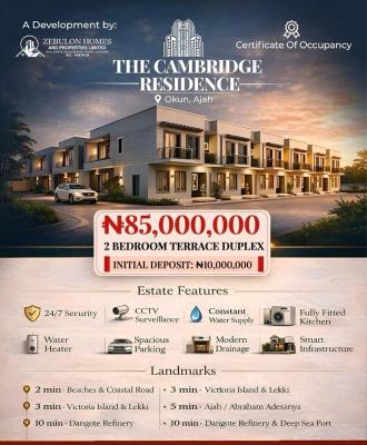 2 Bedroom Terraced  Duplex with C of O, The Cambridge Residence Located at Okun, Ajah, Lagos, Terraced Duplex for Sale