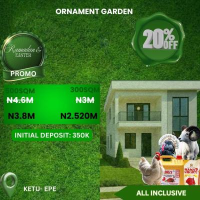 Serviced Land in Developed Environment, Ornament Garden Ketu, Epe, Lagos, Mixed-use Land for Sale