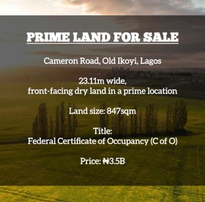 Prime Land Prime Location, Cameron Drive, Old Ikoyi, Ikoyi, Lagos, Mixed-use Land for Sale