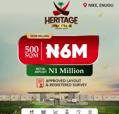 100% Dry Land with Instant Allocation, Heritage Garden Located 25mins Drive From Nike Lakes & Resort Ugwogo, Enugu, Enugu, Mixed-use Land for Sale