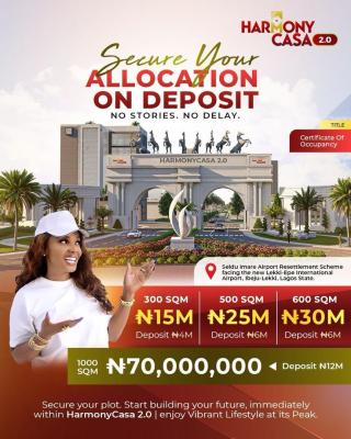 Land with C of O at  Harmony Casa Estate, Seidu Mare Airport Resettlement Scheme  Ibeju-lekki, Ibeju Lekki, Lagos, Residential Land for Sale