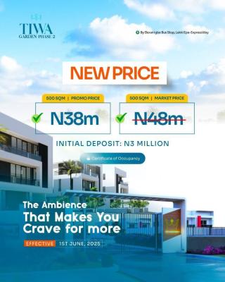 Affordable 500 Sqm Land Plot with C of O Title, Tiwa Garden Phase 2 / Eleran Igbe Bus Stop, Lekki-epe Expressway, Lekki, Lagos, Residential Land for Sale
