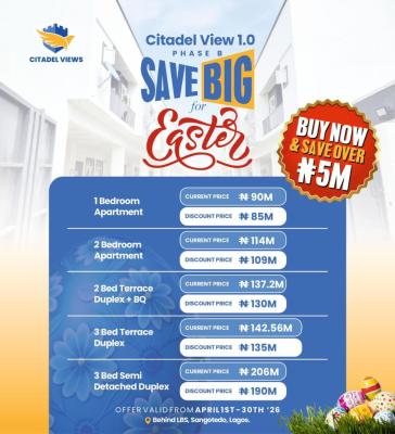 C of O and Governors Consent, Citadel View 1.0 Phase B, Sangotedo, Ajah, Lagos, Terraced Duplex for Sale