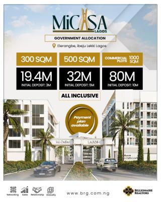 Land with Government Allocation at Mi Casa Estate, Elerangbe Lekki-epe Expressway, Ibeju Lekki, Lagos, Residential Land for Sale