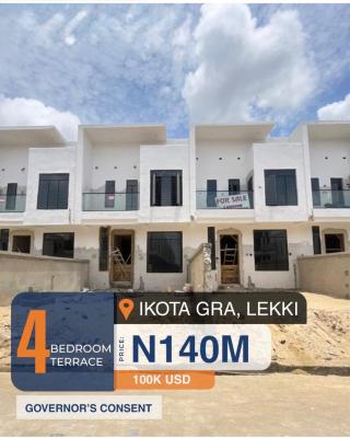 4 Bedroom Self Compound Terrace Duplex with Bq, 4 Bedroom Duplex in a Fully Secured Estate, Ikota, Lekki, Lagos, Terraced Duplex for Sale