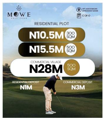 Mowe Golf Town and Resort Estate C of O Land, Mowe By Christopher University, 5 Minutes to Berger and Alausa Ikeja, Mowe Town, Ogun, Residential Land for Sale